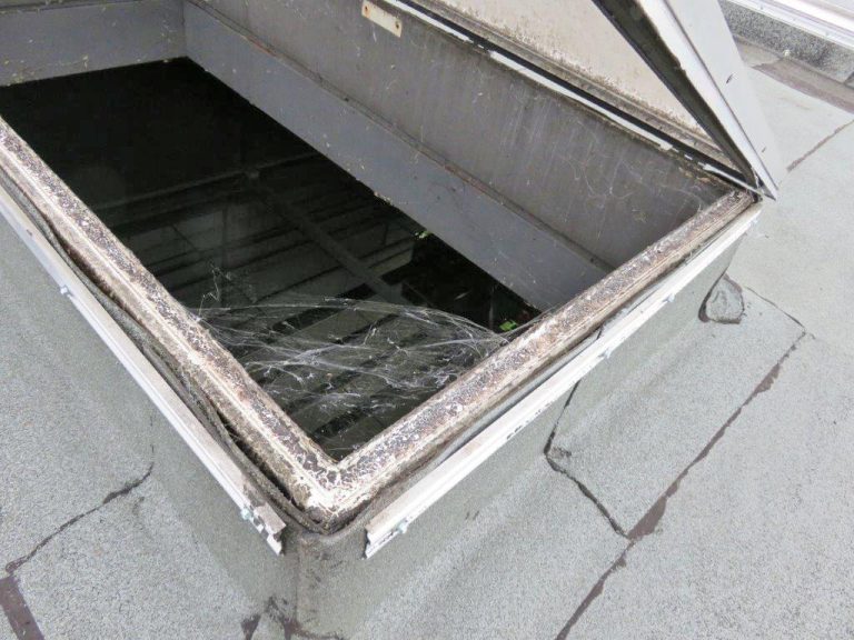 Verdrecktes Oberlicht - Vor der Reinigung